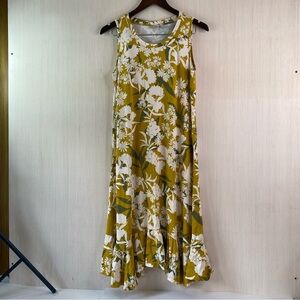 Logo by Lori Goldstein Floral Sleeveless Handkerchief Hem MIDI Dress Small